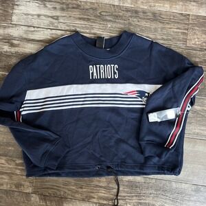 NFL Team Womens Sweat Shirt Crop Cinch Waist New England Patriots XL  read flaw